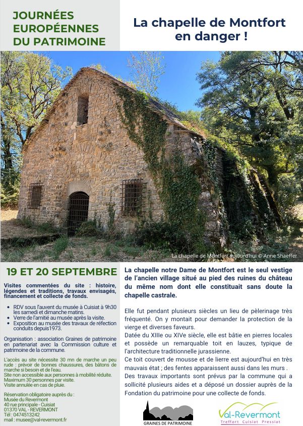 Visite guidée de la chapelle Notre Dame du Mont Fort, Musée du Revermont, Val-Revermont