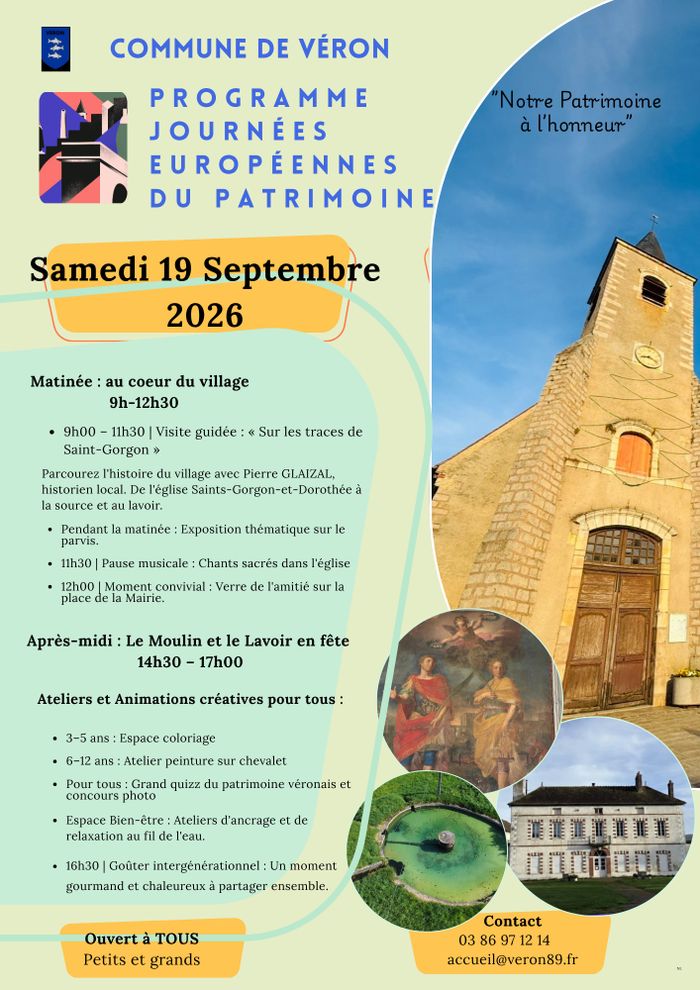 Visite guidée « Sur les traces de St-Gorgon » de l’église St Gorgon -St Dorothée à la source et au lavoir., Véron 89510, Véron