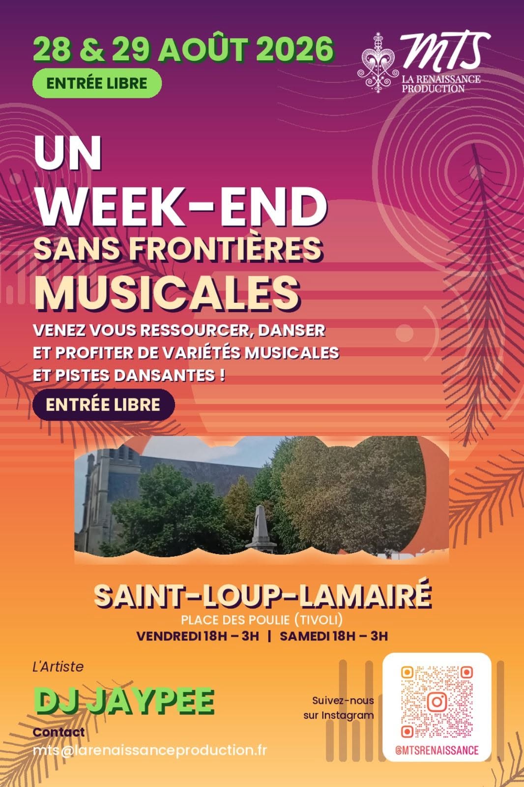 Week-end sans frontières musicales Place des Poulies Saint-Loup-Lamairé 2026-08-28