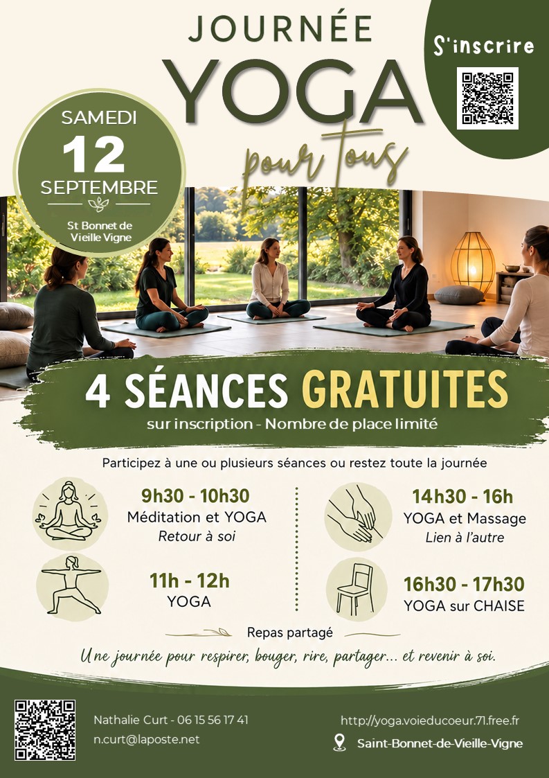 Yoga journée découverte salle de velle Saint-Bonnet-de-Vieille-Vigne