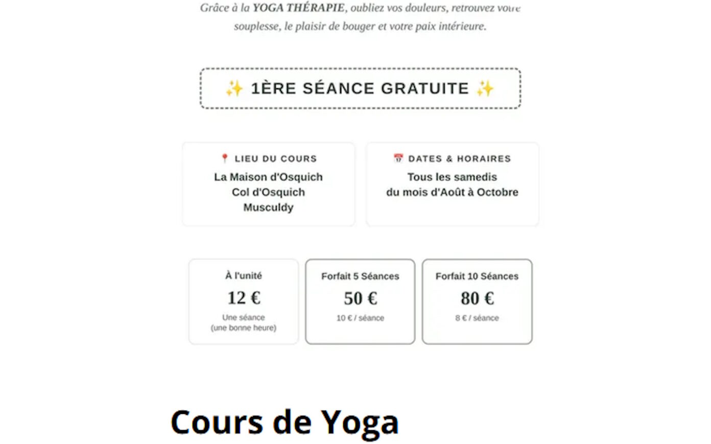 Yoga thérapie La maison d&rsquo;Osquish Musculdy