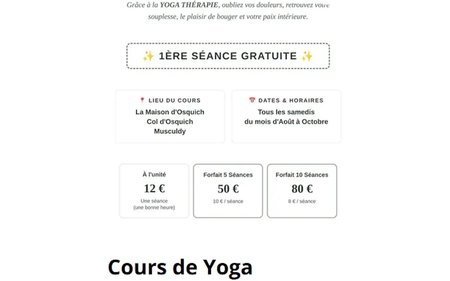 Yoga thérapie 5652 Oskaxeko bidea Musculdy 2026-09-26
