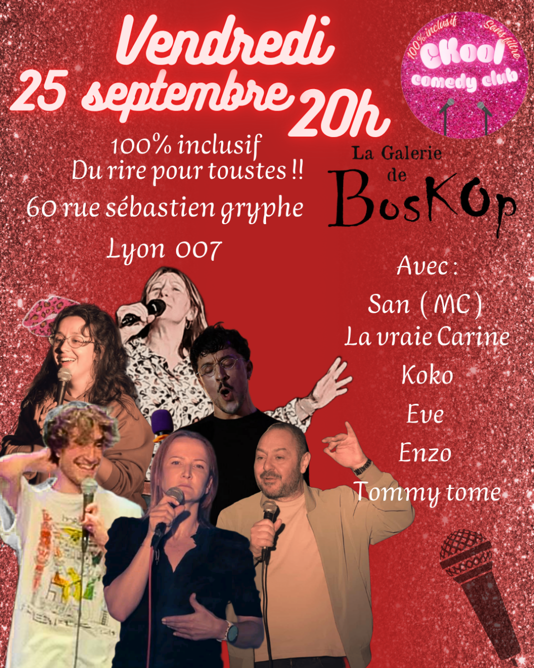C Kool Comedy Club : Plateau Stand-Up 100% inclusif La Galerie de BosKop Lyon