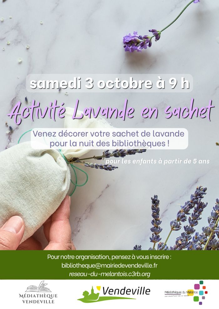 Activité lavande en sachet, Médiathèque de Vendeville, Vendeville