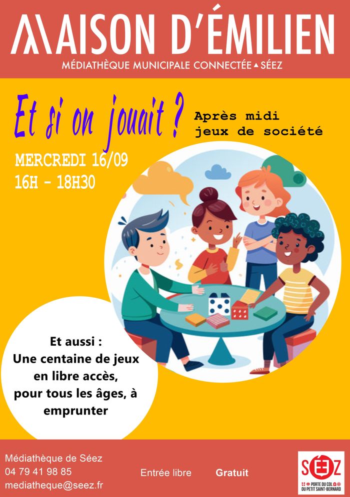Après midi jeux pour tous, Maison d&rsquo;Emilien – Médiathèque de Séez, Séez