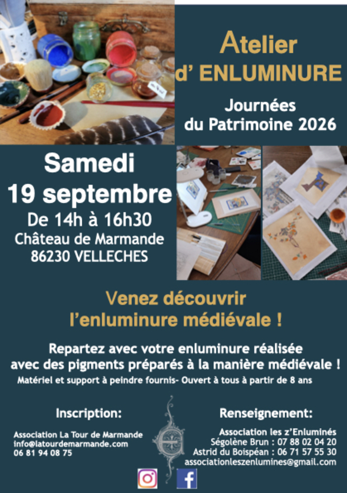 Atelier : à la découverte de l&rsquo;enluminure médiévale, Château de Marmande, Vellèches