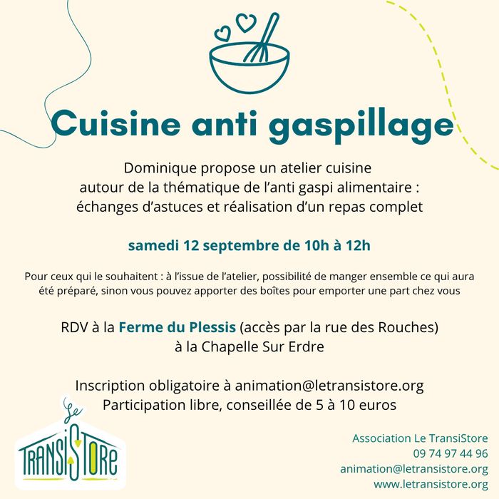 Atelier cuisine anti-gaspillage Ferme du Plessis La Chapelle-sur-Erdre