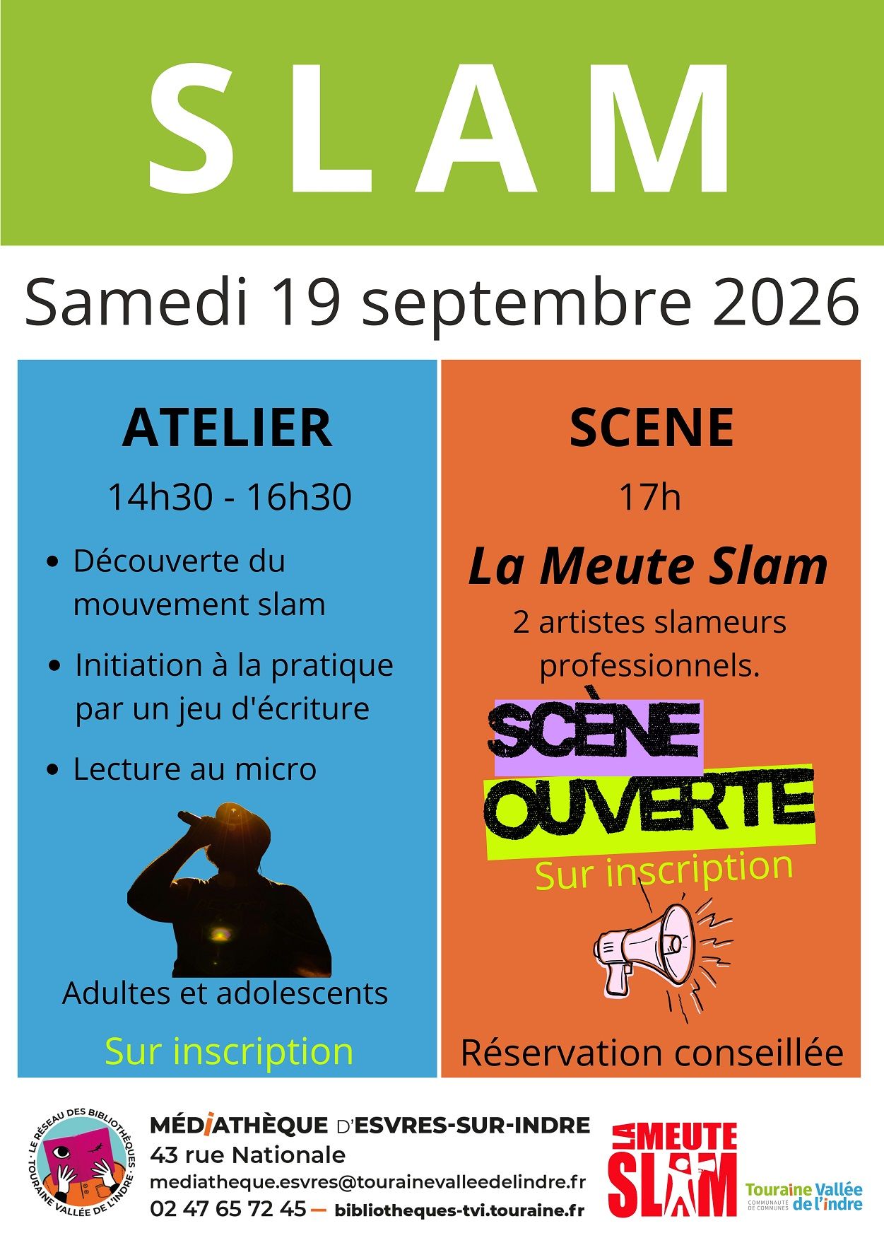 Atelier de slam et scène ouverte Esvres