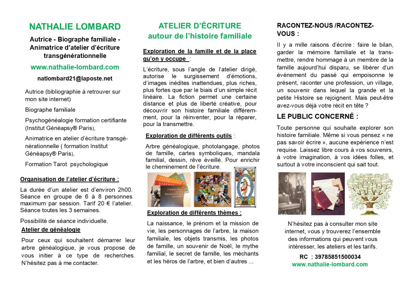 Atelier d’écriture sur le thème de l’histoire familiale CAFE PARISIEN Saulieu