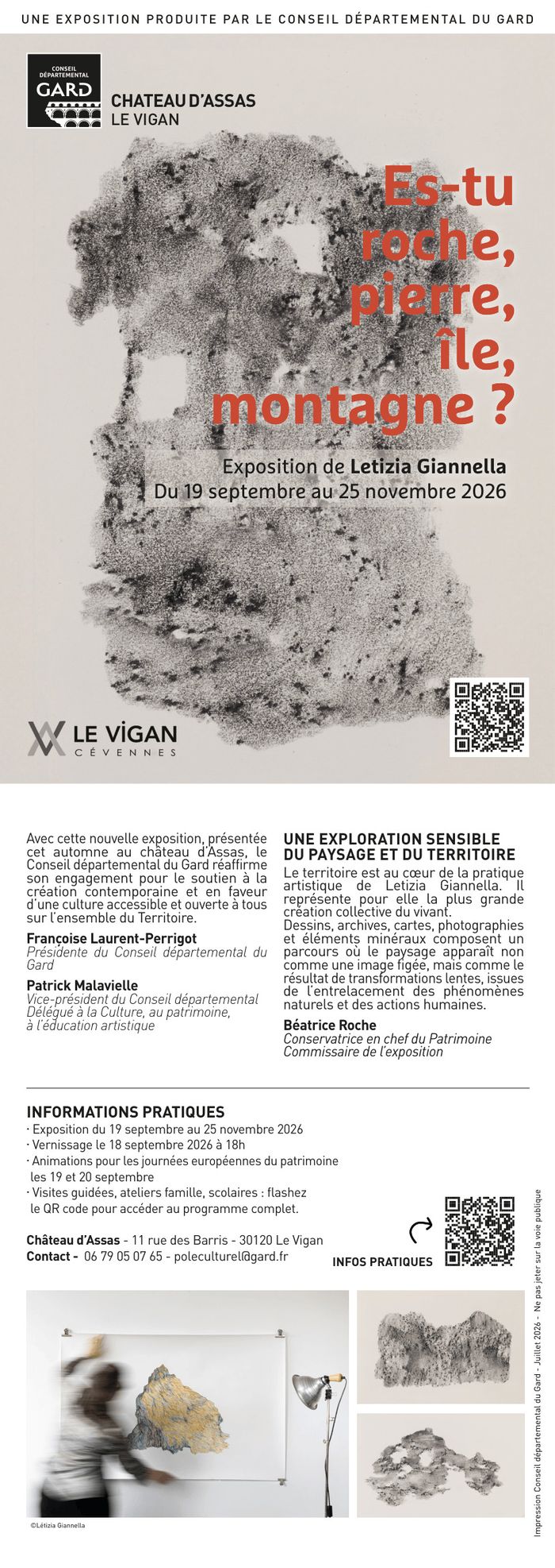 Atelier famille « Dessiner la matière, explorer le territoire », Château d’Assas, Le Vigan