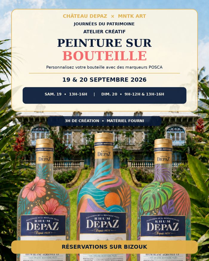 Atelier peinture sur bouteille, Château DEPAZ, Saint-Pierre