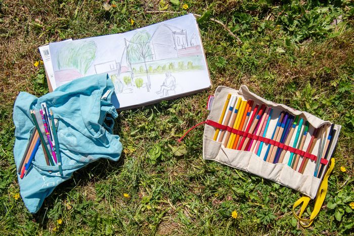 Atelier scketchbook sur le patrimoine du quartier Pont de Bois, Place Léon-Blum, Villeneuve-d’Ascq