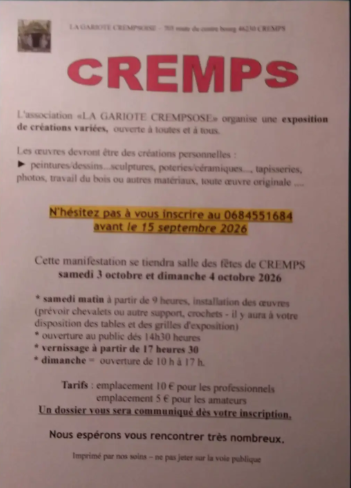 Automnales crempsoises exposition Cremps