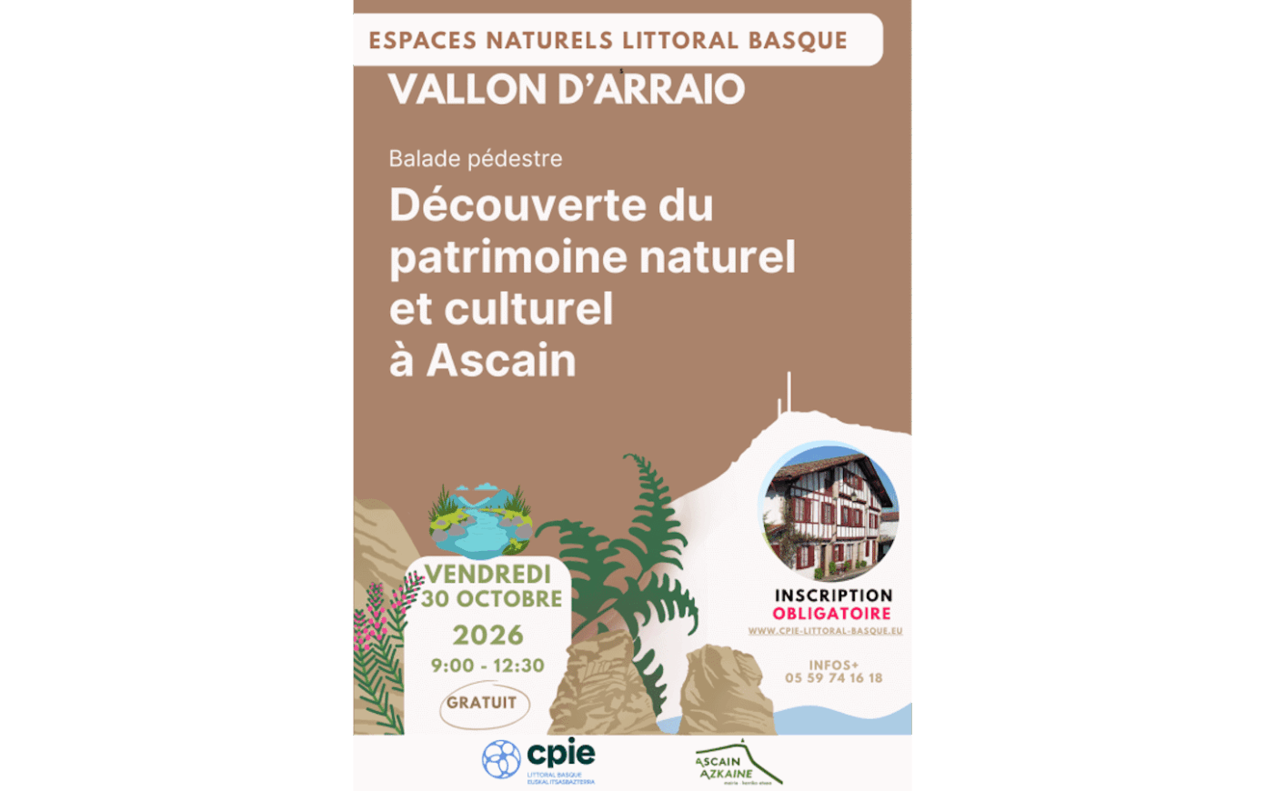 Balade Le vallon d’Arraio, découverte du patrimoine naturel et culturel Rur Ernest Fourneau Ascain