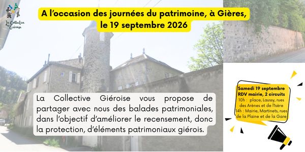 Balades patrimoine à Gières : repérer et recenser les objets patrimoniaux, Mairie de Gières, Gières