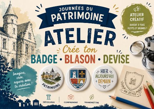 Blasons et devises de Saint-Germain-en-Laye : crée ton badge !, Médiathèque George-Sand, Saint-Germain-en-Laye