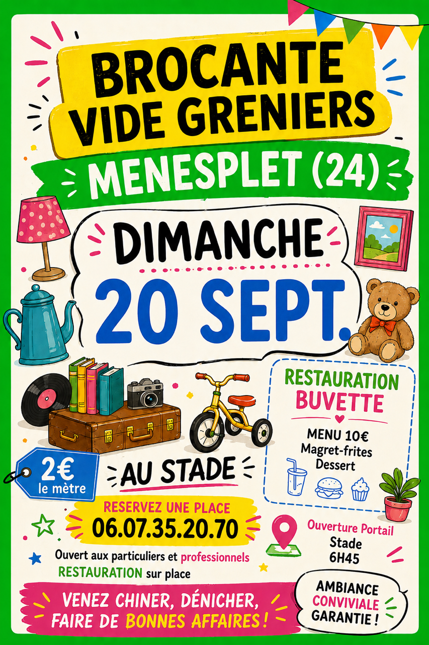 Brocante-vide-grenier du foot Ménesplet