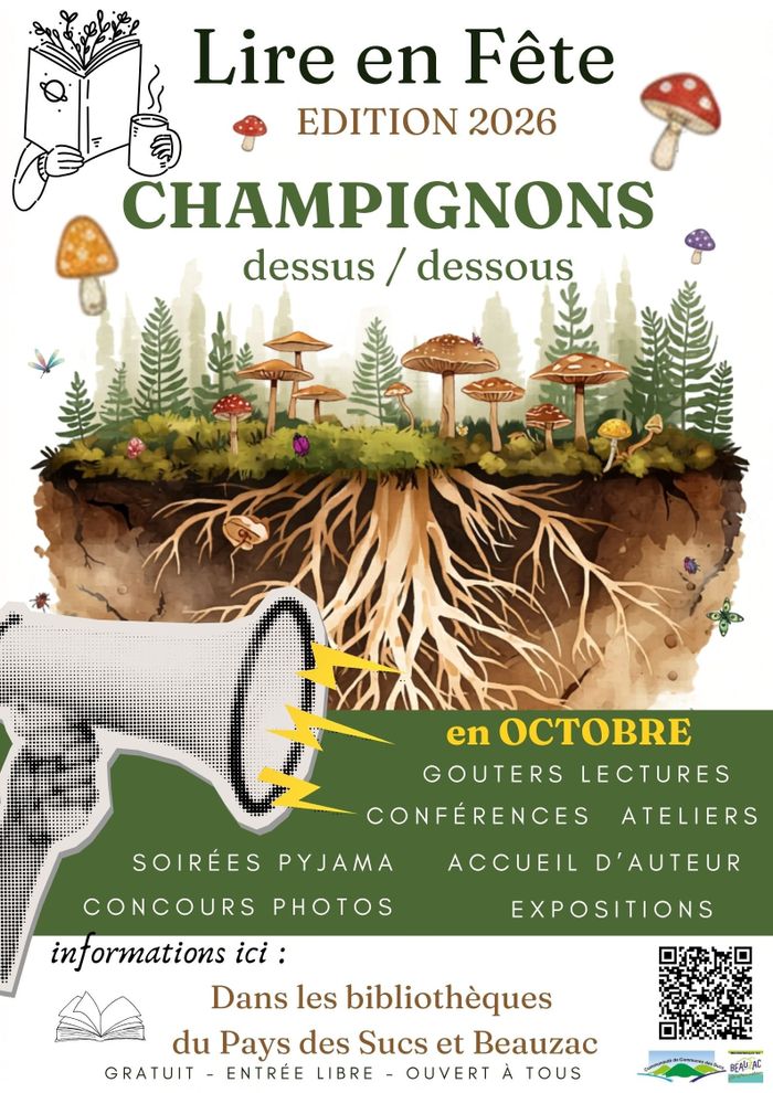 Champignons, dessus / dessous, Médiathèque René Garnier, Retournac