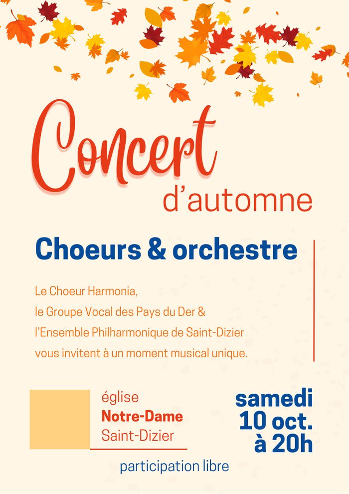 Concert d&rsquo;automne : Chœurs et Orchestre, Église Notre Dame, Saint-Dizier