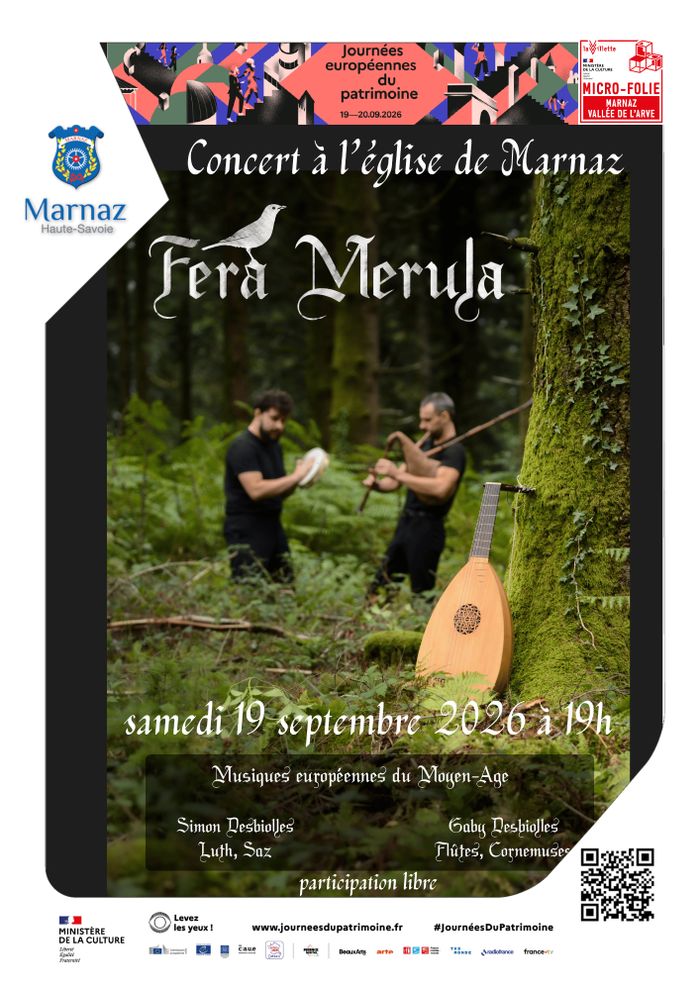 Concert de musique médiévale européenne avec l’ensemble « Fera Merula », Eglise de Marnaz, Marnaz