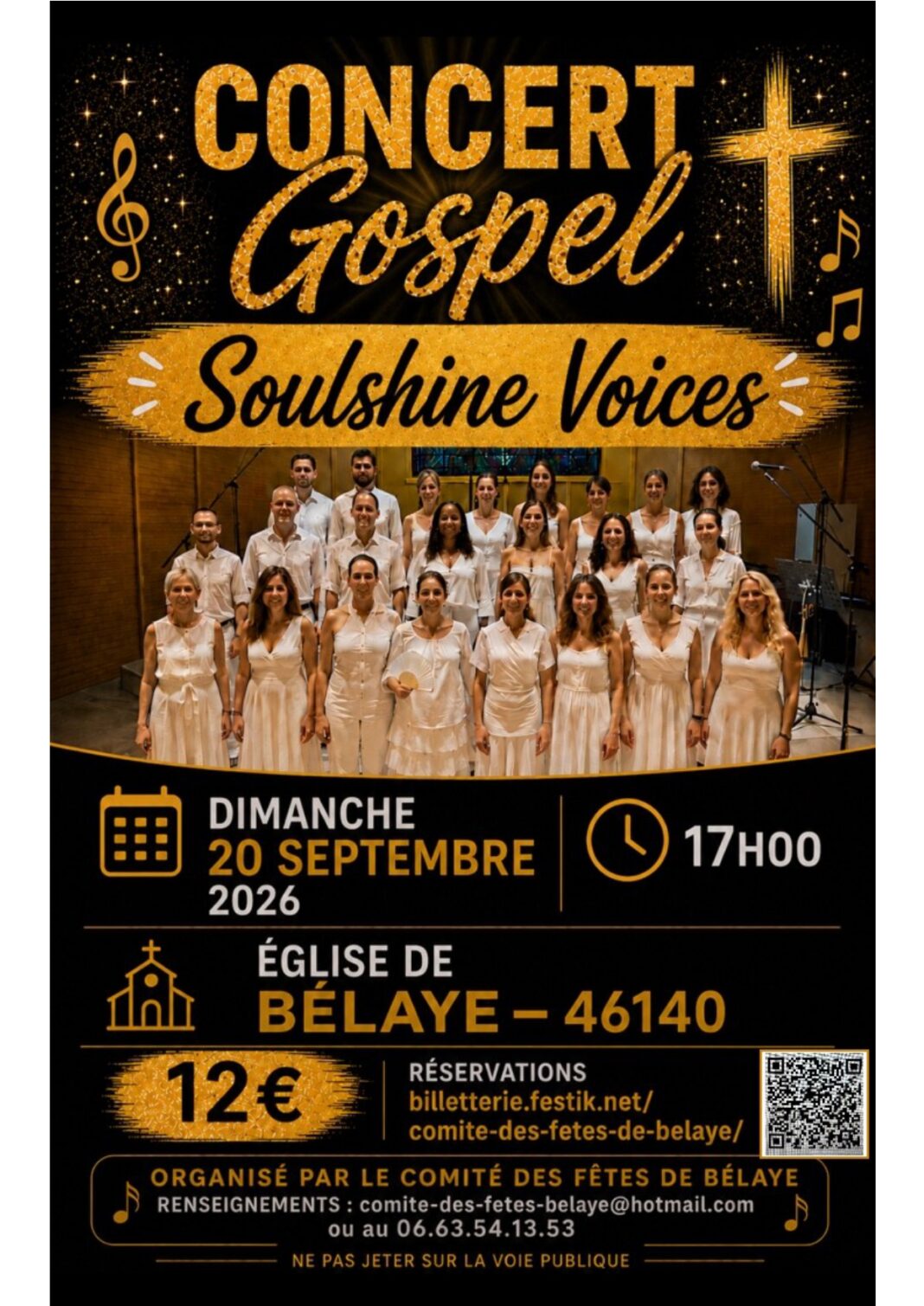 Concert gospel à l’église de Bélaye Soulshine Voices Bélaye