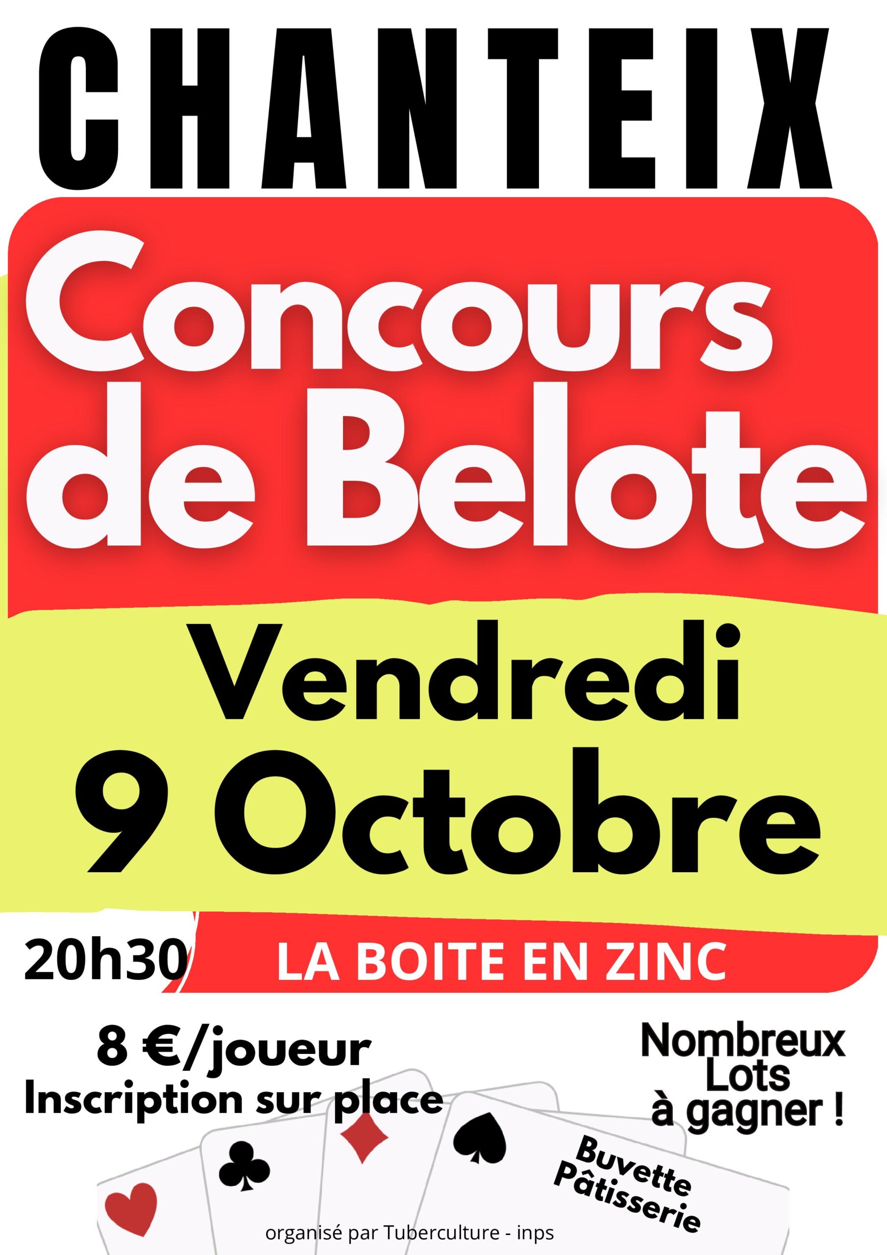Concours de belote Boite en zinc Chanteix 2026-10-09