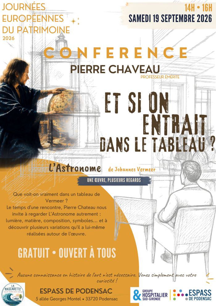 Conférence artistique de Pierre Chaveau – « Vermeer, l&rsquo;astronome… Un tableau, une conférence et mille regards », ESPASS de Podensac, Podensac
