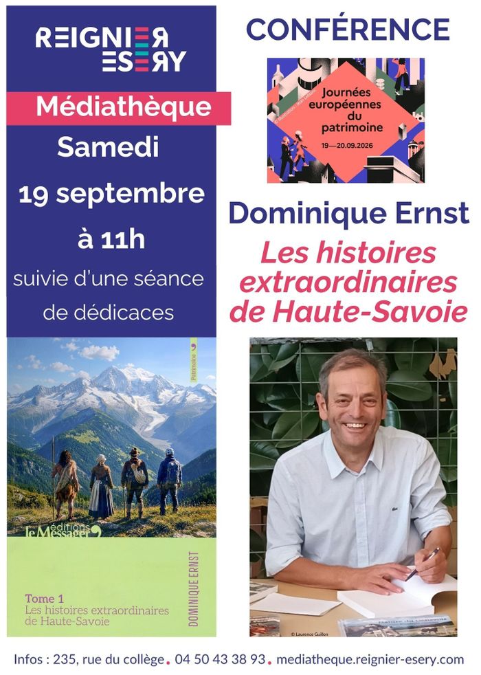 Conférence « Histoires extraordinaires de la Haute-Savoie » par Dominique Ernst, Médiathèque Espace du Foron, Reignier-Ésery