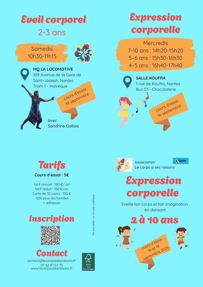 Cours d&rsquo;essai enfants 2-3 ans Maison de Quartier La Locomotive Nantes