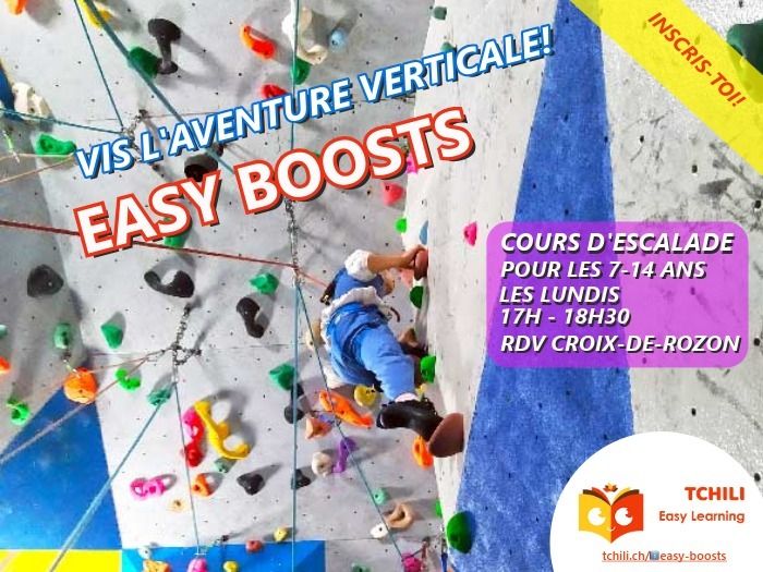 Cours hebdomadaires d’escalade Easy Boosts pour enfants et ados – 1er trimestre 2026-2027, Parking Arrêt TPG de la Douane de Croix de Rozon, Bardonnex