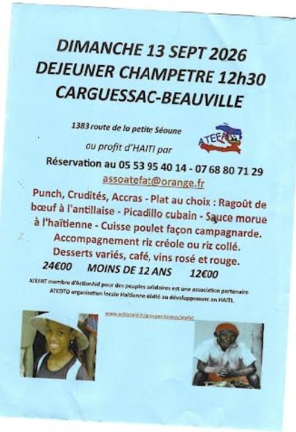 Déjeuner Champêtre au profit d’Haïti Beauville