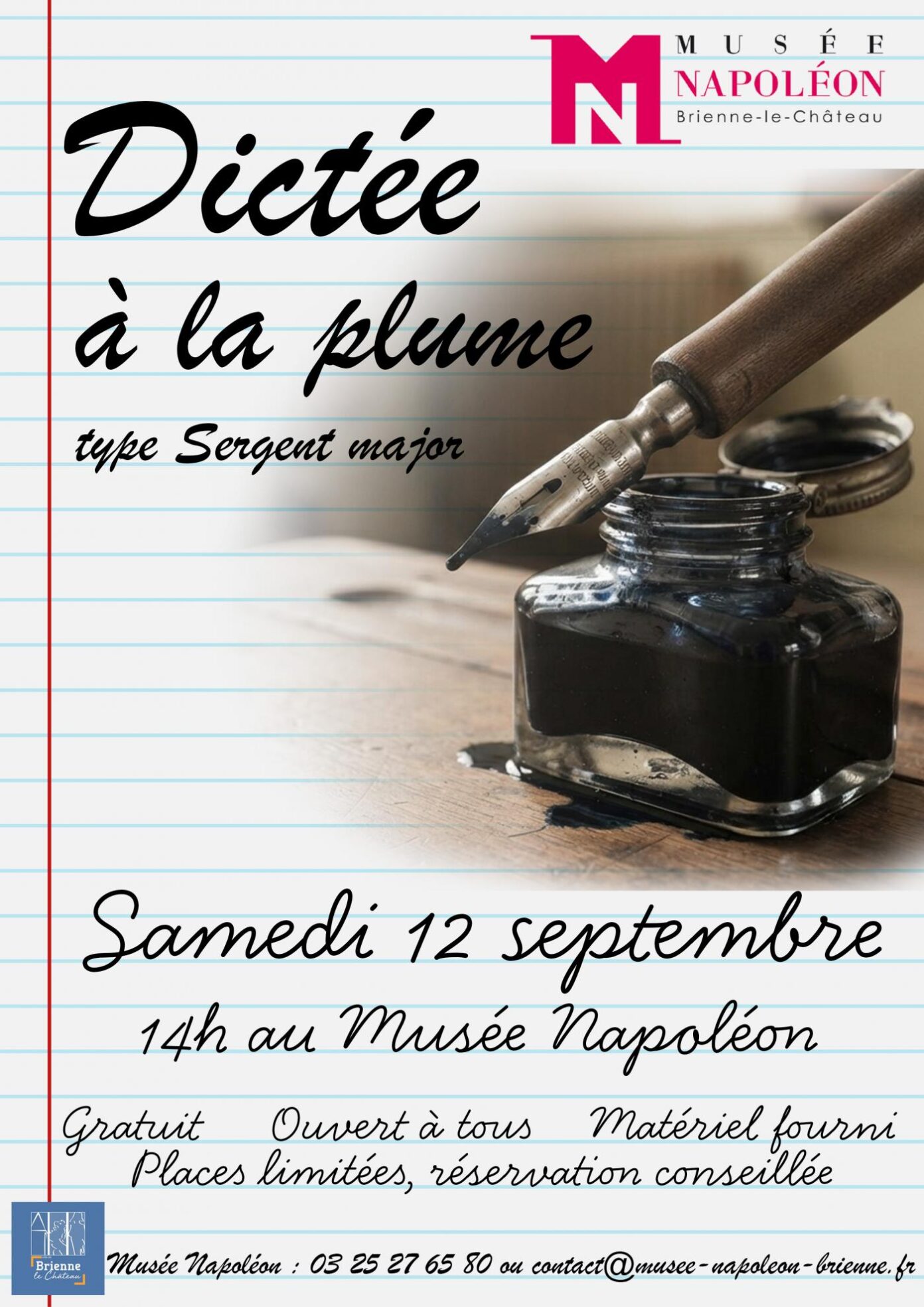 Dictée à la plume Brienne-le-Château