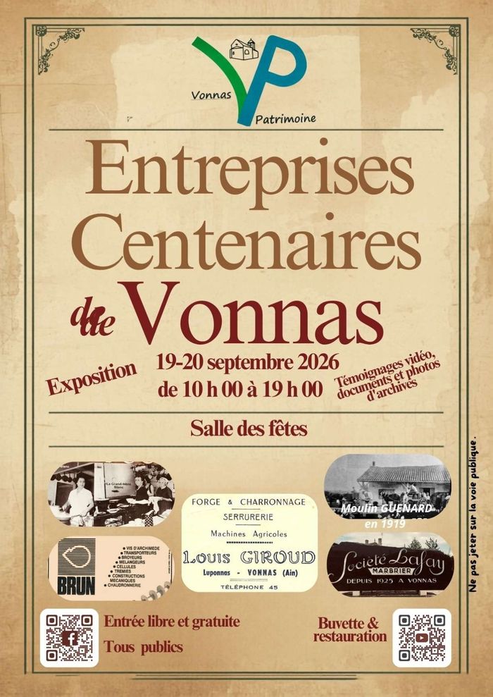 EXPO : Les entreprises centenaires de Vonnas, Salle des Fêtes, Vonnas