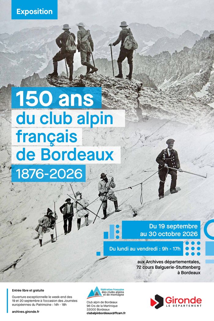 Exposition : « 150 ans du Club alpin de Bordeaux. 1876-2026 », Archives départementales de la Gironde, Bordeaux