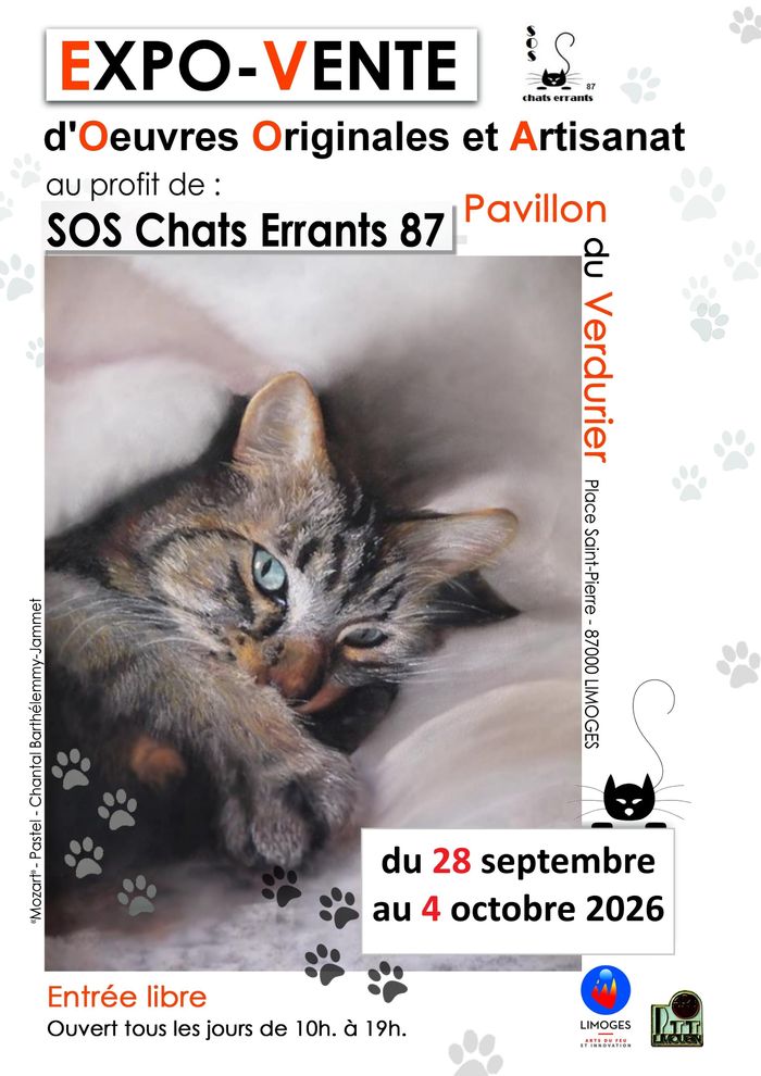 exposition artistique  SOS chats errants 87, Pavillon du Verdurier, Limoges