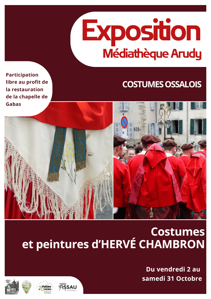 Exposition Costumes ossalois et vision du peintre Hervé Chambron Place de l’Hôtel de ville Arudy