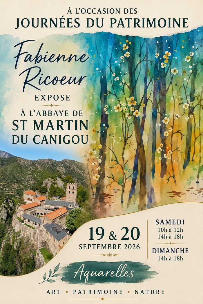 Exposition des oeuvres de Fabienne Ricoeur Ribas, Abbaye Saint-Martin-du-Canigou, Casteil