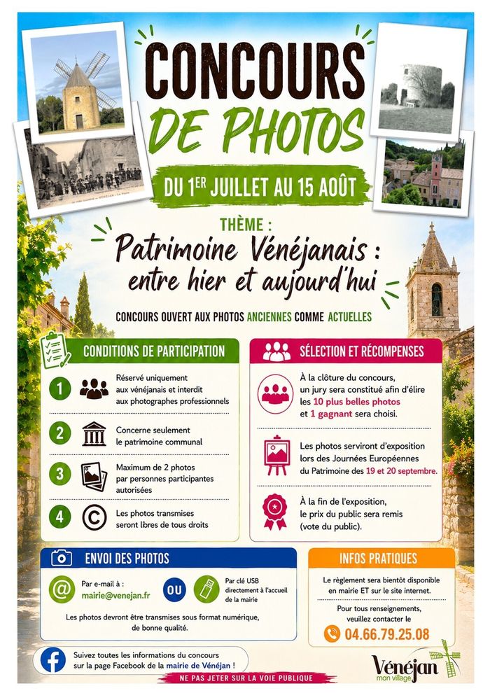 Exposition des photos du concours « patrimoine Vénéjanais entre hier et aujourd’hui », Chapelle Saint-Jean-Baptiste, Vénéjan