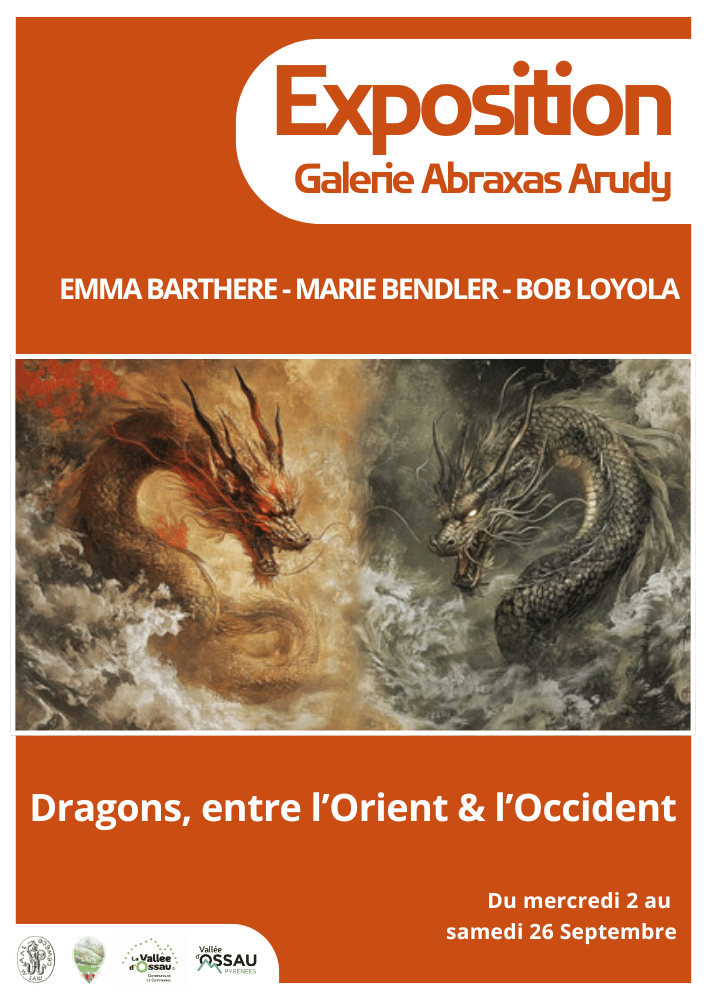 Exposition Dragons, entre l’Orient & l’Occident Emma Barthère, Marie Bendler et Bob Loyola Galerie Abraxas Arudy