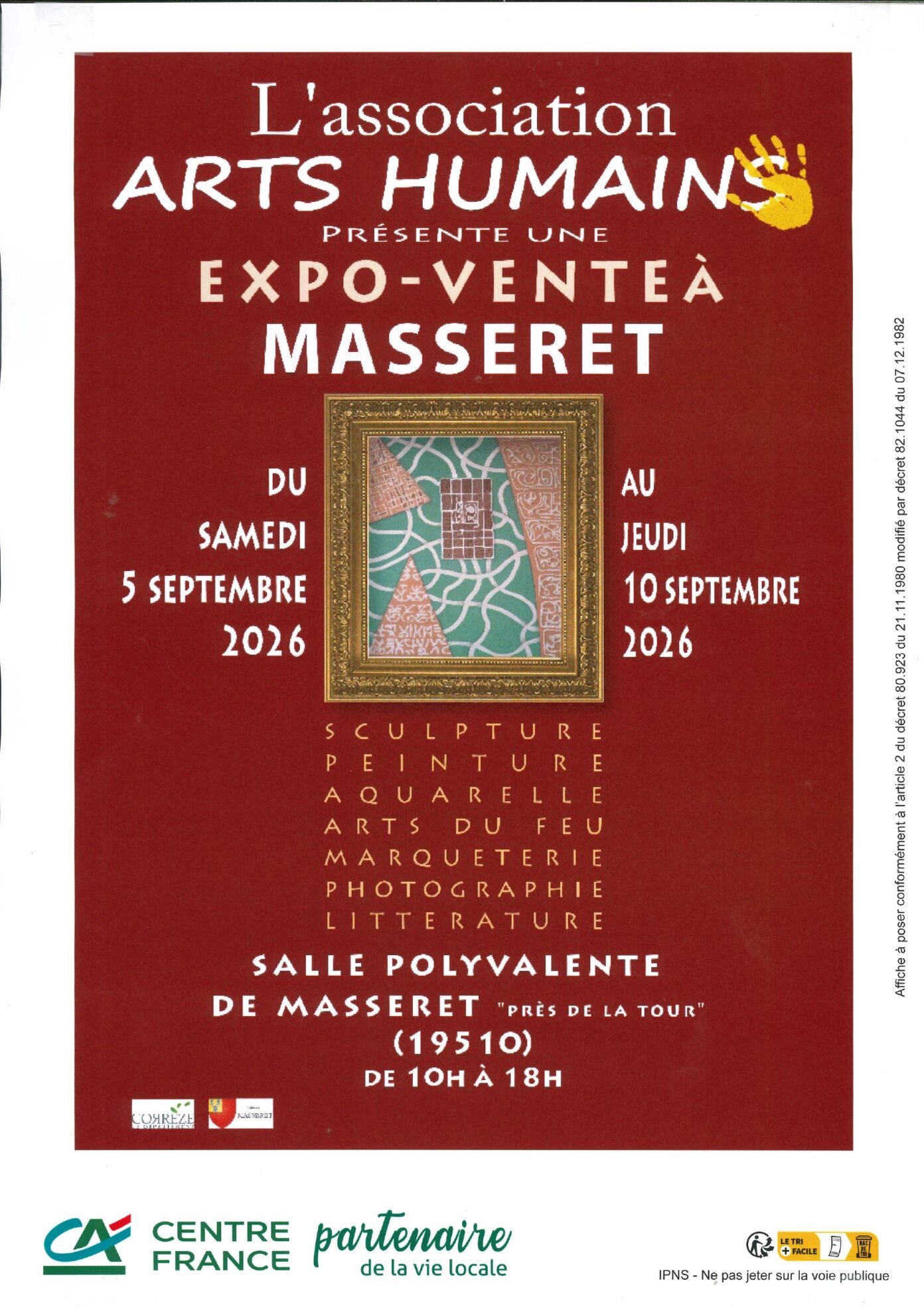 Exposition générale Arts Humains Salle polyvalente Masseret