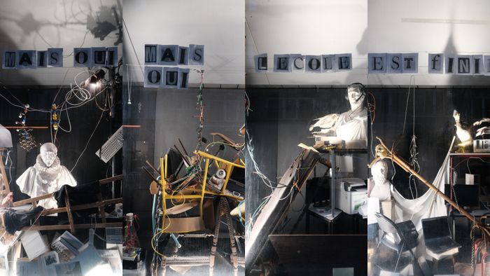 Exposition « La rue est à nous, mais oui, mais oui, l’école est finie », Vitrine des essais, Bordeaux