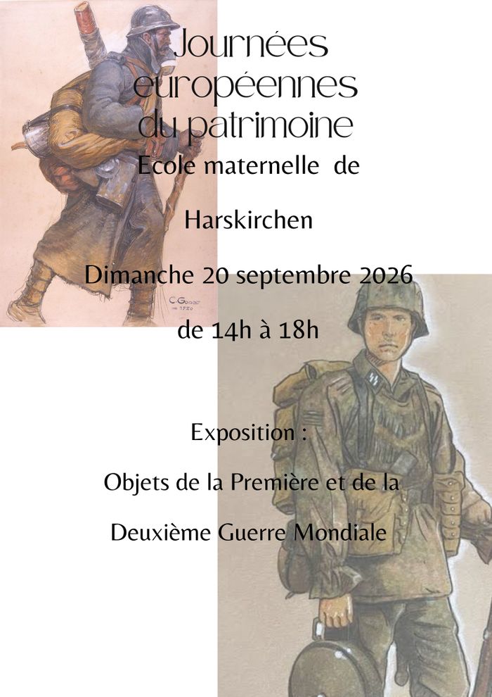 Exposition: Objets de la première et deuxième guerre mondiale, Ecole maternelle, Harskirchen