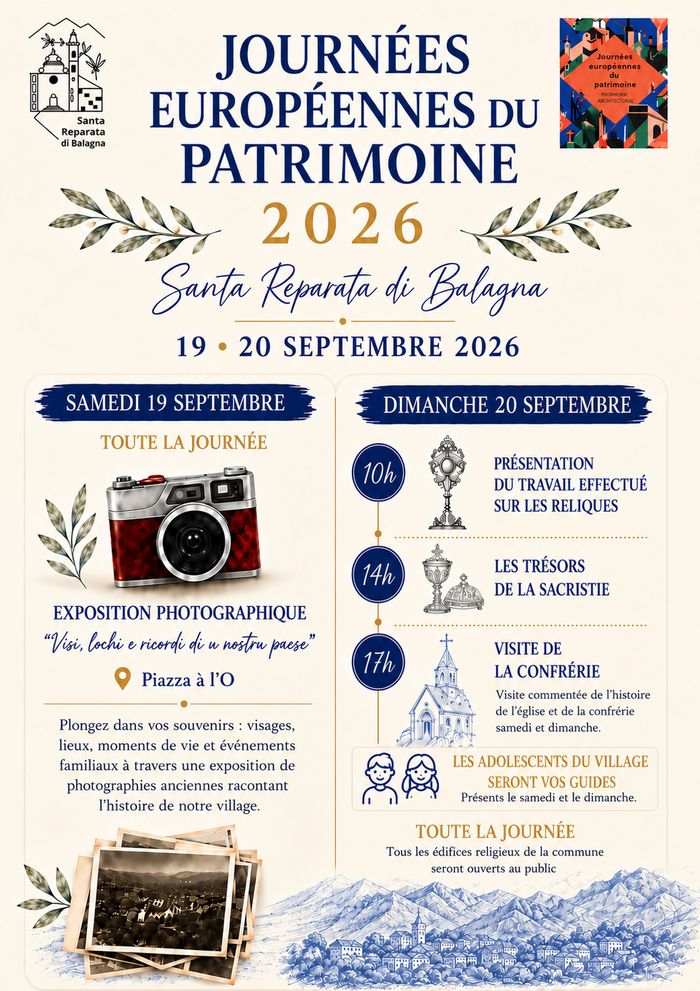 Exposition photographique et Visite commentée de l&rsquo;histoire de l&rsquo;église et de la confrérie par les adolescents de Santa Reparata di Balagna, Église, Santa-Reparata-Di-Balagna