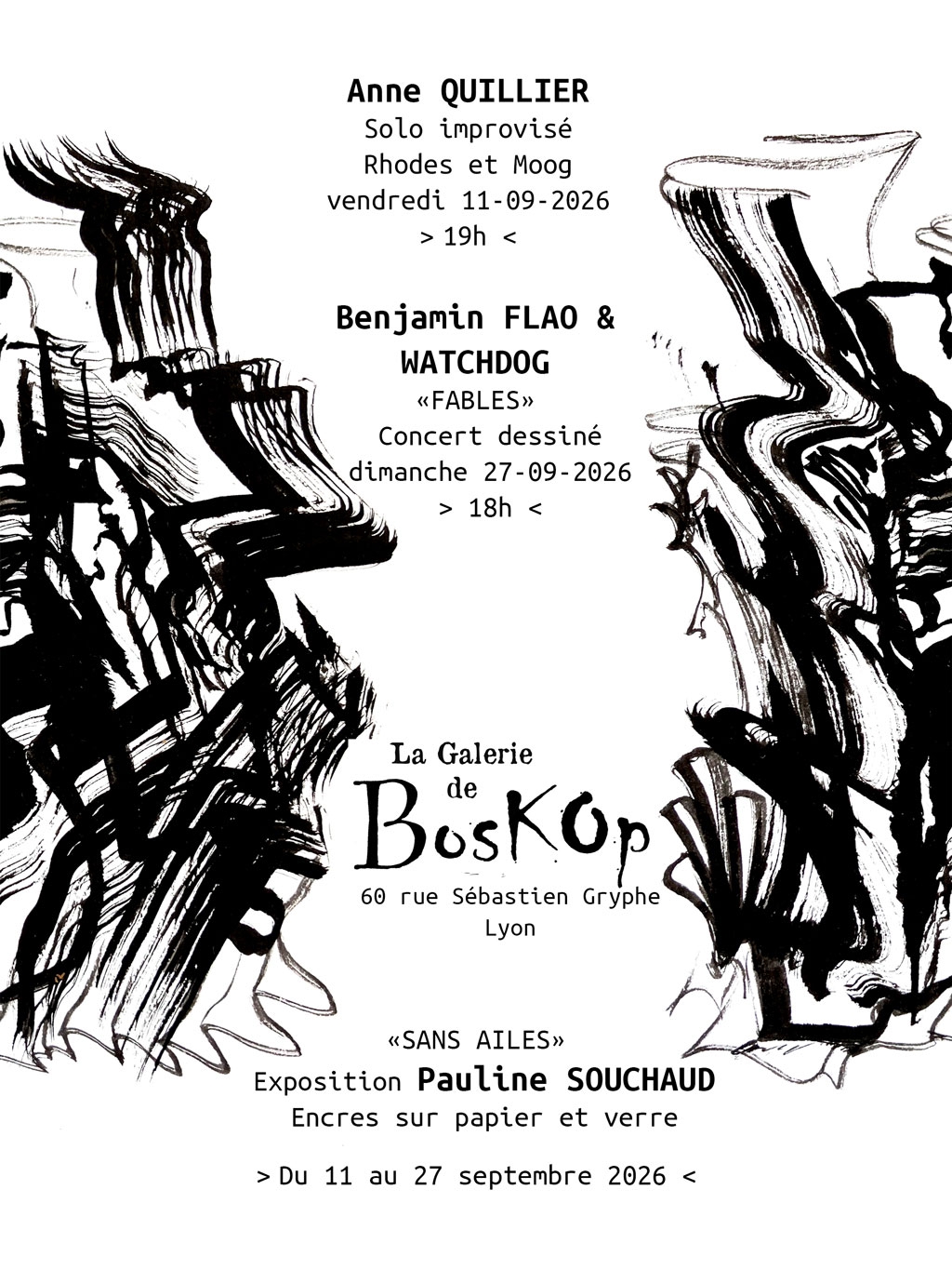 Vernissage exposition SANS AILES > solo improvisé au piano La Galerie de BosKop Lyon