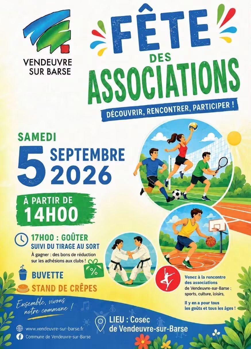 Fête des associations Vendeuvre-sur-Barse