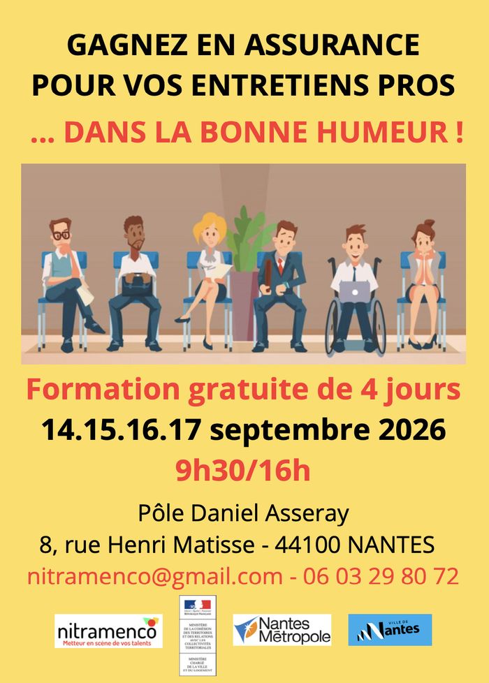 Formation gratuite entrainement expression orale et entretiens pros Pôle Daniel Asseray Nantes