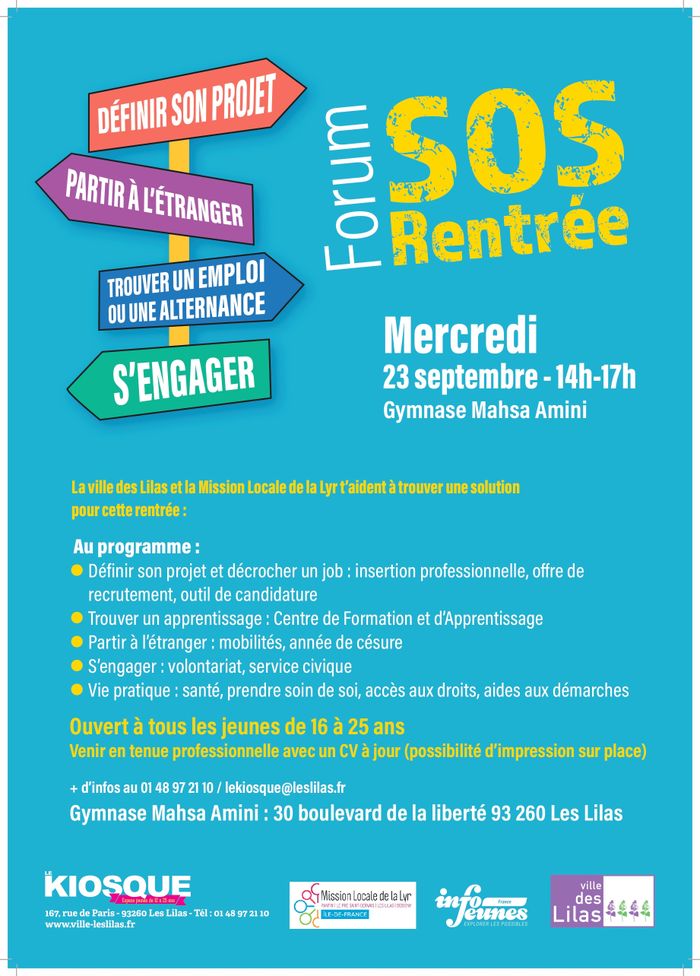 Forum SOS Rentrée, Gymnase Mahsa Amini, Les Lilas