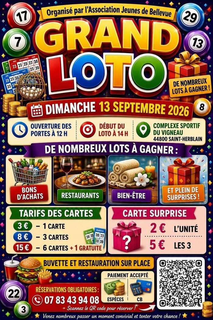 Grand loto par l’association Jeunes de Bellevue, Complexe sportif du Vigneau, Saint-Herblain