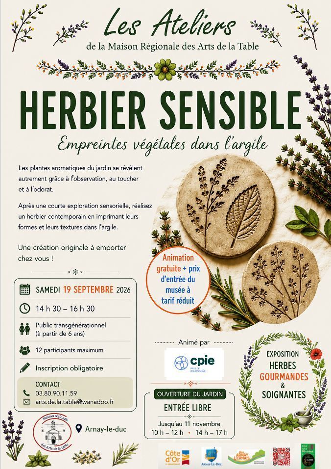 Herbier sensible, Maison Régionale des Arts de la Table, Arnay-le-Duc