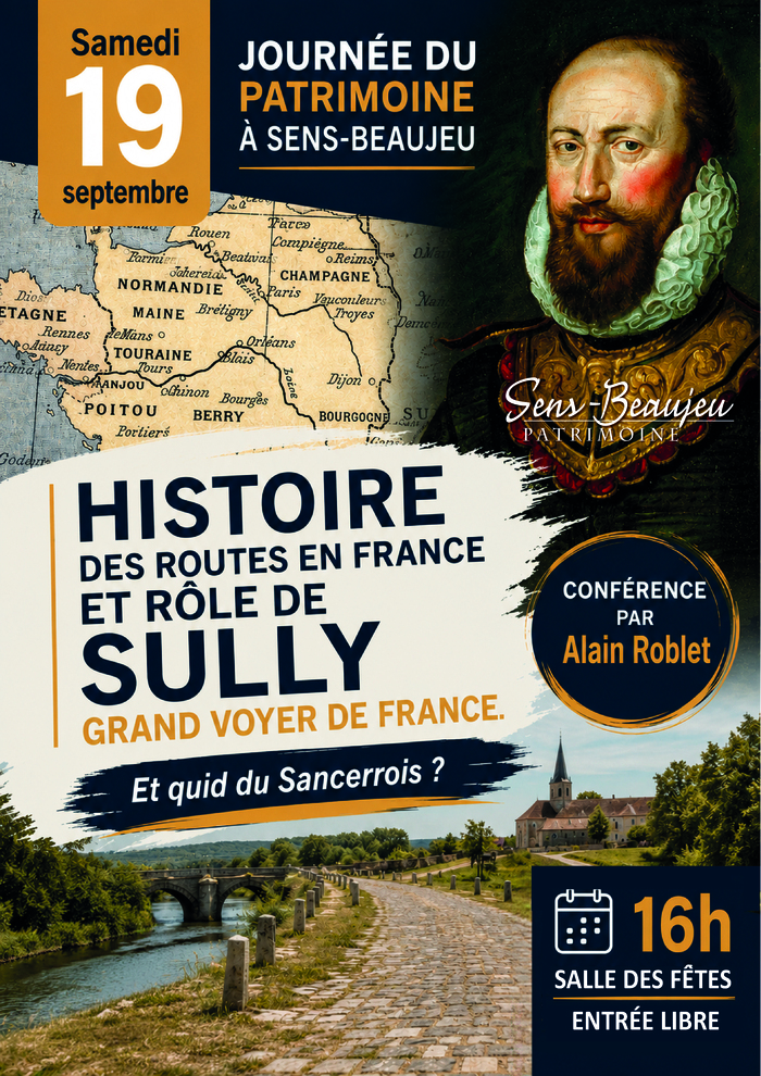 Histoire des routes en France et rôle de Sully, Grand Voyer de France. Et quid en Sancerrois ?, Place de l’église, Sens-Beaujeu